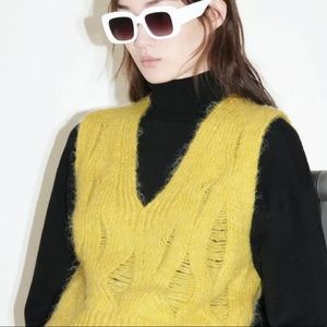 Zara Distressed Knit Sweater Vest